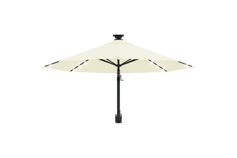 Veggmontert parasoll med LED og metallstolpe 300 cm sand - Krem - Hagemøbler - Solbeskyttelse - Parasoller