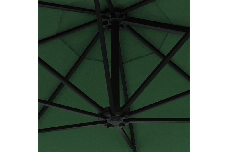 Veggmontert parasoll med LED og metallstolpe 300 cm grønn - Grønn - Parasoller