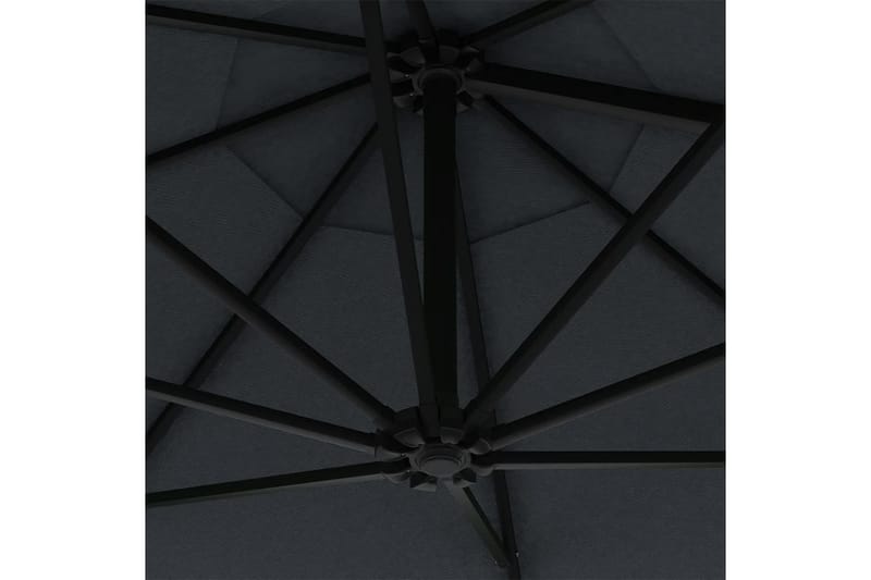 Veggmontert parasoll med LED og metallstolpe 300cm antrasitt - Antrasittgrå - Parasoller