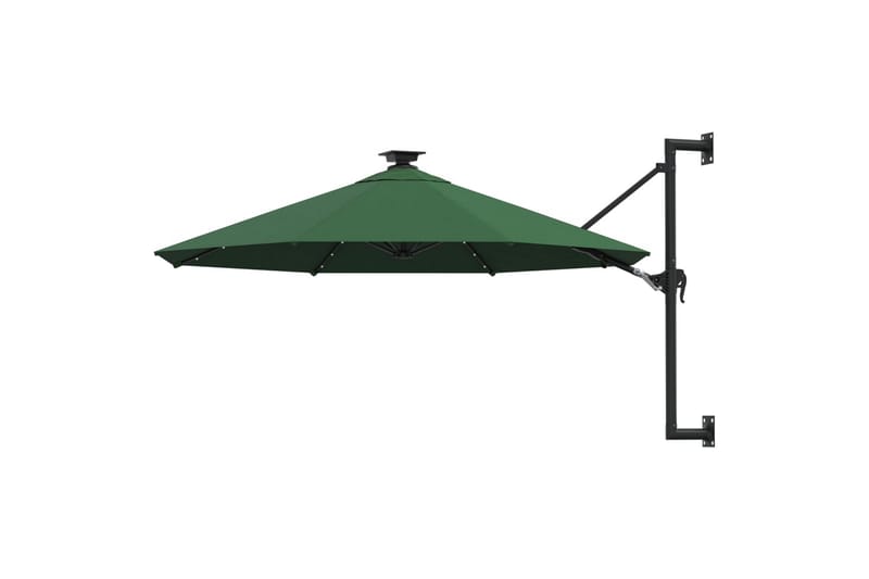Veggmontert parasoll med LED og metallstolpe 300 cm grønn - Grønn - Parasoller