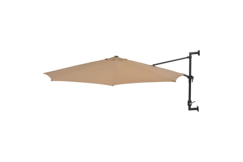 Veggmontert parasoll med stålstang 300 cm gråbrun - Parasoller