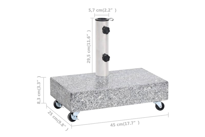 Parasollfot lysegrå 45x25x8,3 cm granitt - Grå - Hagemøbler - Solbeskyttelse - Parasoller