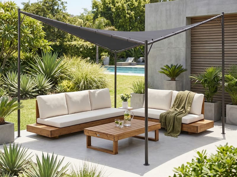 Paviljong Aventine 300 cm Stål - Grå/Svart - Hagemøbler - Solbeskyttelse - Pergola