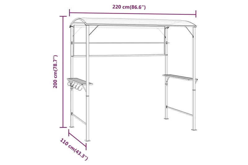 beBasic Paviljong med tak 220x110x200 cm kremhvit - Krem - Hagemøbler - Solbeskyttelse - Paviljonger - Komplett paviljong