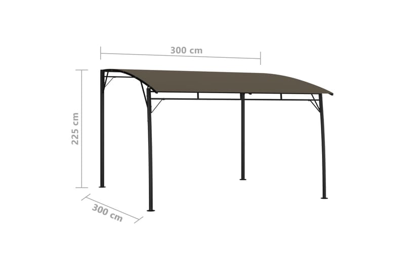 Hagemarkise 3x3x2,25 m gråbrun - Taupe - Komplett paviljong