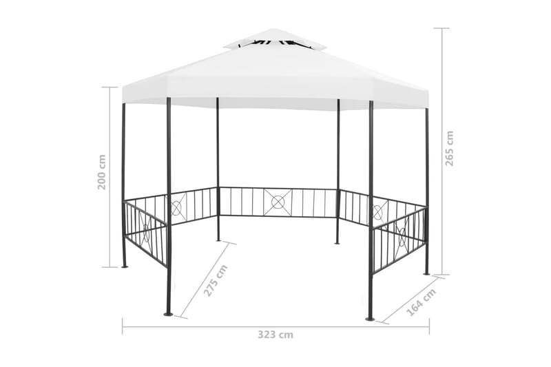 Hagepaviljong 323x275x265 cm hvit 180 g/m² - Hvit - Hagemøbler - Solbeskyttelse - Paviljonger