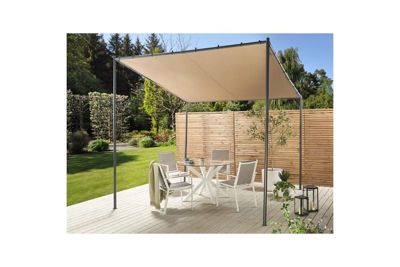 Hagepergola Vimino - Taupe, svart - Hagemøbler - Solbeskyttelse - Paviljonger - Komplett paviljong