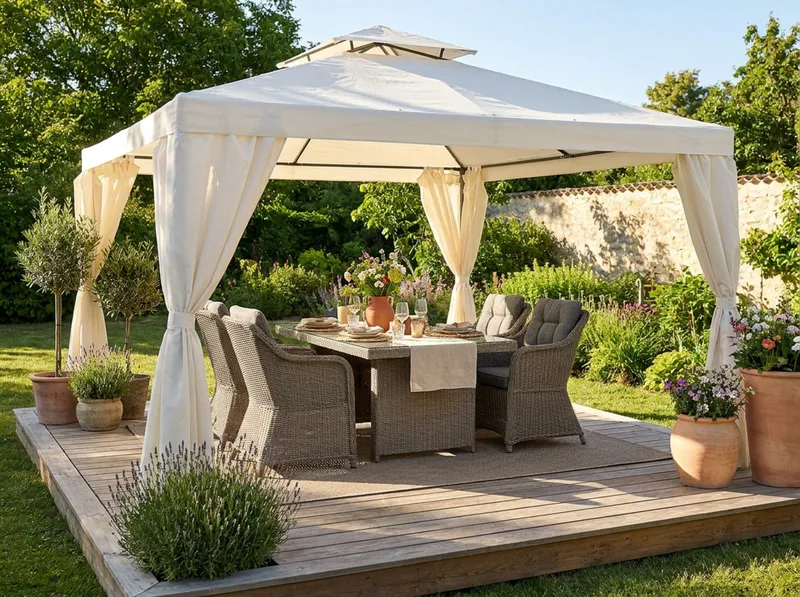 Bermuda Komplett Paviljong 3x4 m - Inkl. Vegger Naturhvit - Hagemøbler - Solbeskyttelse - Paviljonger - Komplett paviljong