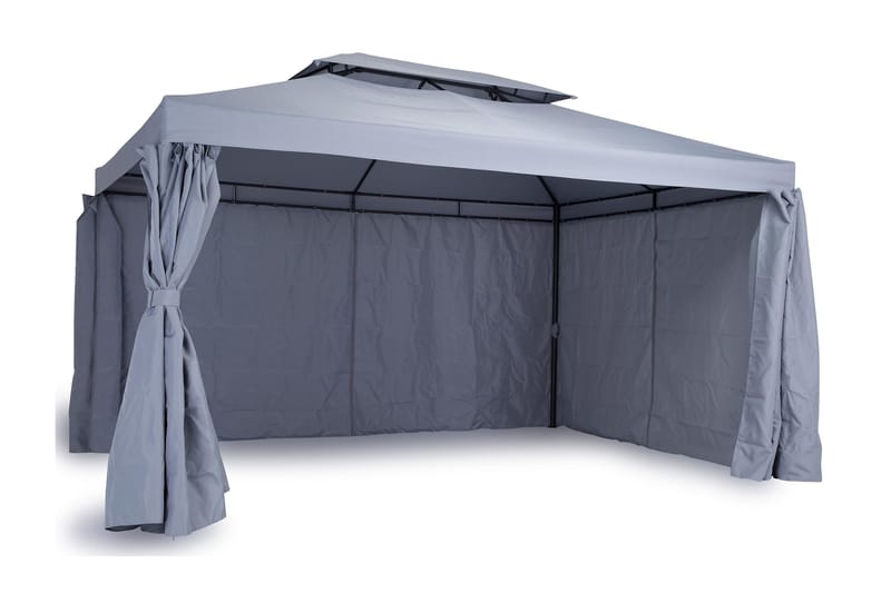 Bermuda Paviljongpakke 3x4 m inkl. Paviljongvegger - Lysegrå - Hagemøbler - Solbeskyttelse - Paviljonger - Komplett paviljong