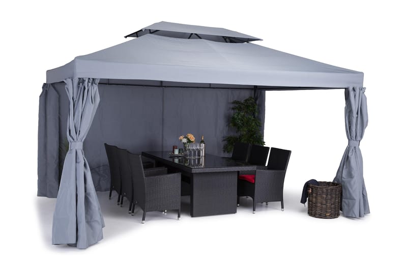 Bermuda Paviljongpakke 3x4 m inkl. Paviljongvegger - Lysegrå - Hagemøbler - Solbeskyttelse - Paviljonger - Komplett paviljong