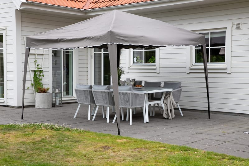 Easy Up Paviljong 295x295 cm - Hvit/brun - Hagemøbler - Solbeskyttelse - Paviljonger - Komplett paviljong