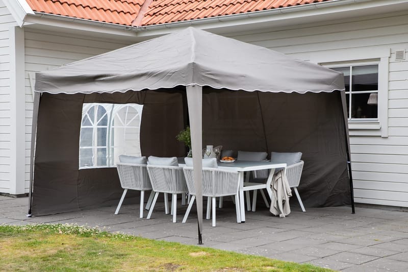 Easy Up Paviljong 295x295 cm - Hvit/brun - Hagemøbler - Solbeskyttelse - Paviljonger - Komplett paviljong