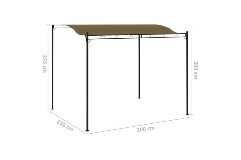 Hagemarkise 3x2,5 m gråbrun 180 g/m² - Taupe - Komplett paviljong