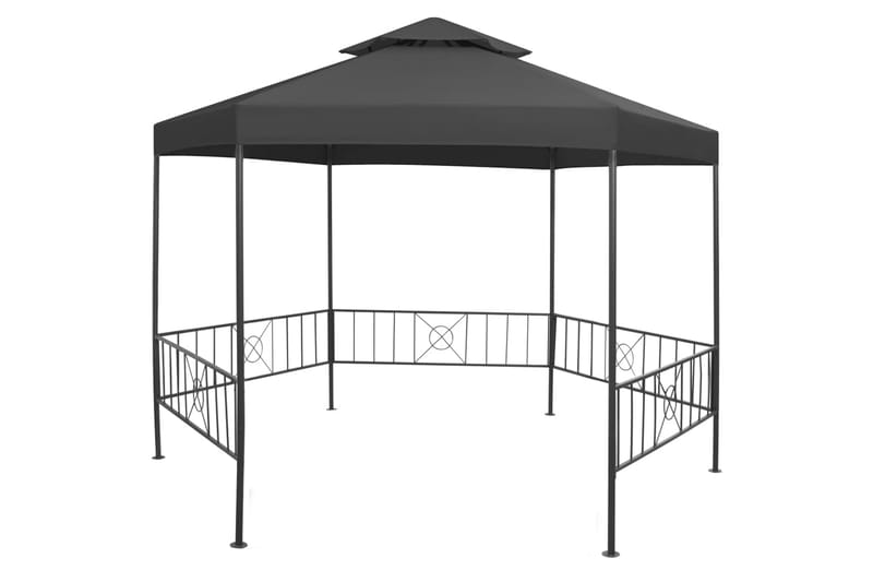 Hagepaviljong 323x275x265 cm antrasitt - Grå - Hagemøbler - Solbeskyttelse - Paviljonger - Komplett paviljong