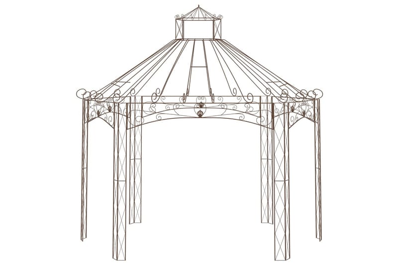 Hagepaviljong antikk brun 400x258x378 cm jern - Brun - Hagemøbler - Solbeskyttelse - Paviljonger - Komplett paviljong