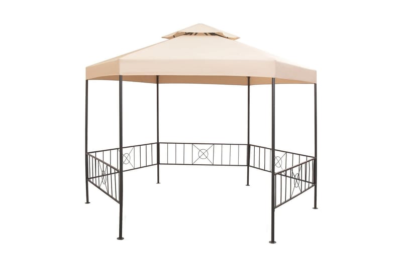 Hagepaviljong lysthus heksagonal beige 323x265 cm - Hagemøbler - Solbeskyttelse - Paviljonger - Komplett paviljong