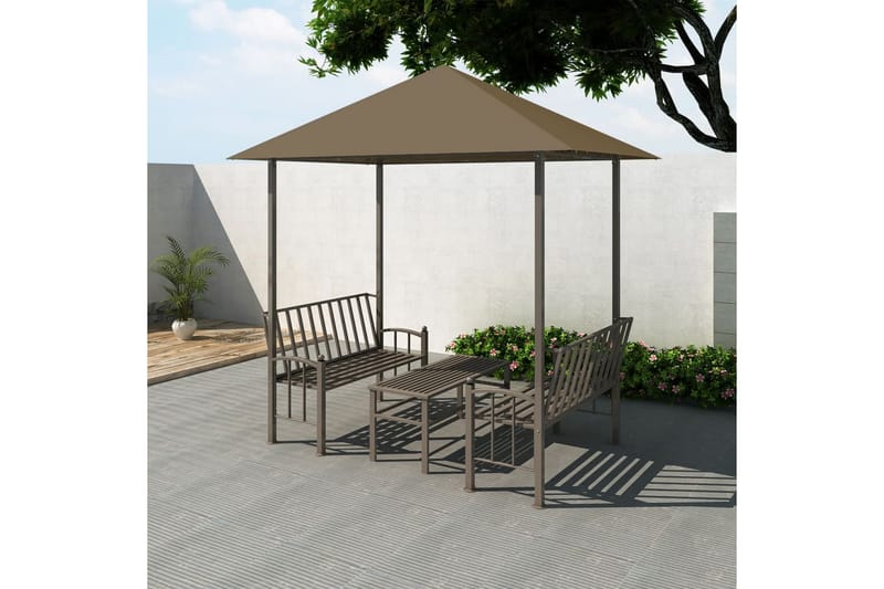 Hagepaviljong med bord og benker 2,5x1,5x2,4 m 180 g/m² - Taupe - Komplett paviljong