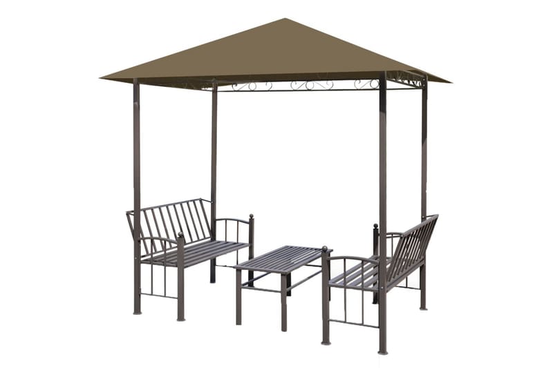 Hagepaviljong med bord og benker 2,5x1,5x2,4 m 180 g/m² - Taupe - Komplett paviljong