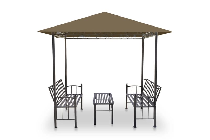 Hagepaviljong med bord og benker 2,5x1,5x2,4 m 180 g/m² - Taupe - Hagemøbler - Solbeskyttelse - Paviljonger - Komplett paviljong