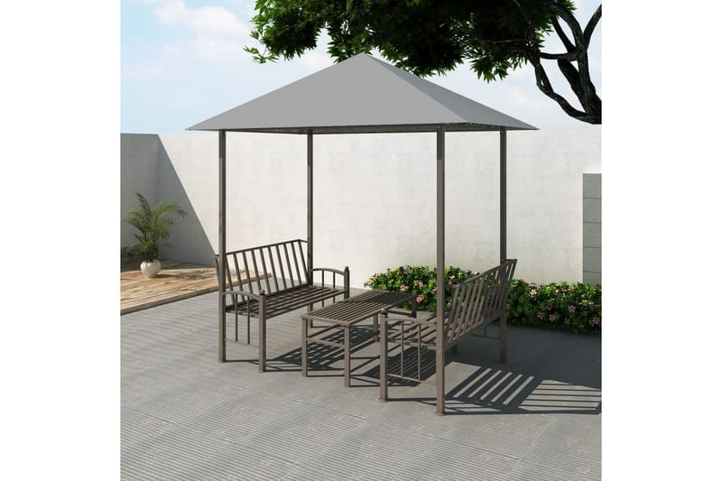 Hagepaviljong med bord og benker 2,5x1,5x2,4 m antrasitt - Hagemøbler - Solbeskyttelse - Paviljonger - Komplett paviljong