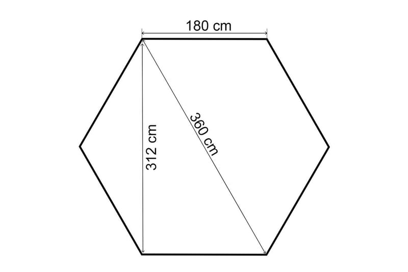 Hagepaviljong med gardiner heksagonal 360x265 cm - Hagemøbler - Solbeskyttelse - Paviljonger - Komplett paviljong