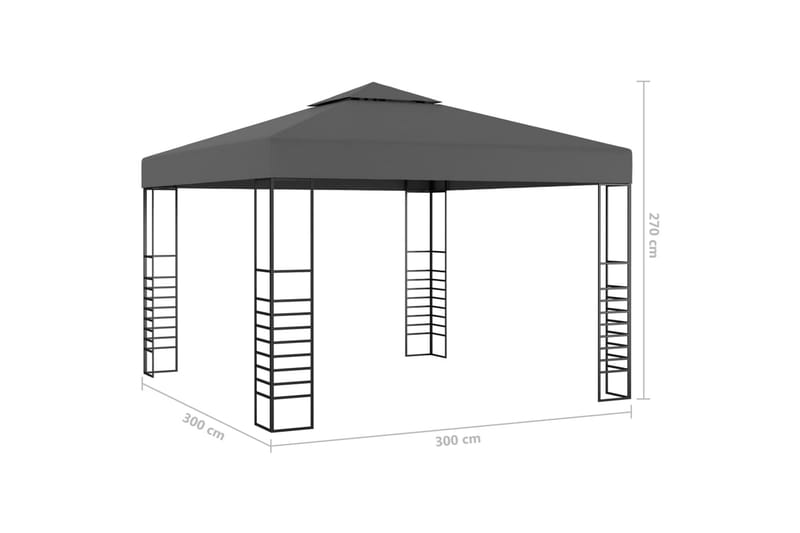 Hagepaviljong med lysslynge 3x3 m antrasitt - Antrasittgrå - Hagemøbler - Solbeskyttelse - Paviljonger - Komplett paviljong