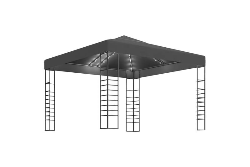 Hagepaviljong med lysslynge 3x3 m antrasitt - Antrasittgrå - Komplett paviljong