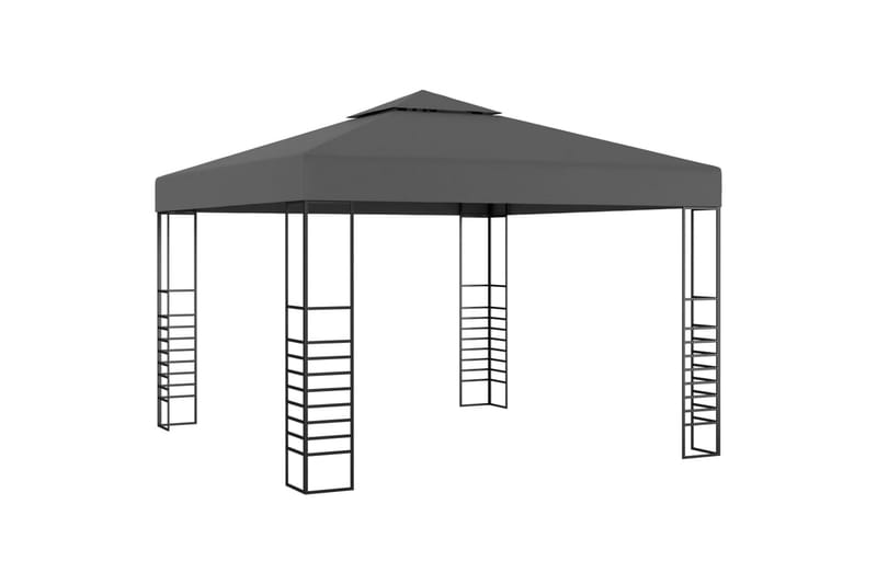 Hagepaviljong med lysslynge 3x3 m antrasitt - Antrasittgrå - Hagemøbler - Solbeskyttelse - Paviljonger - Komplett paviljong