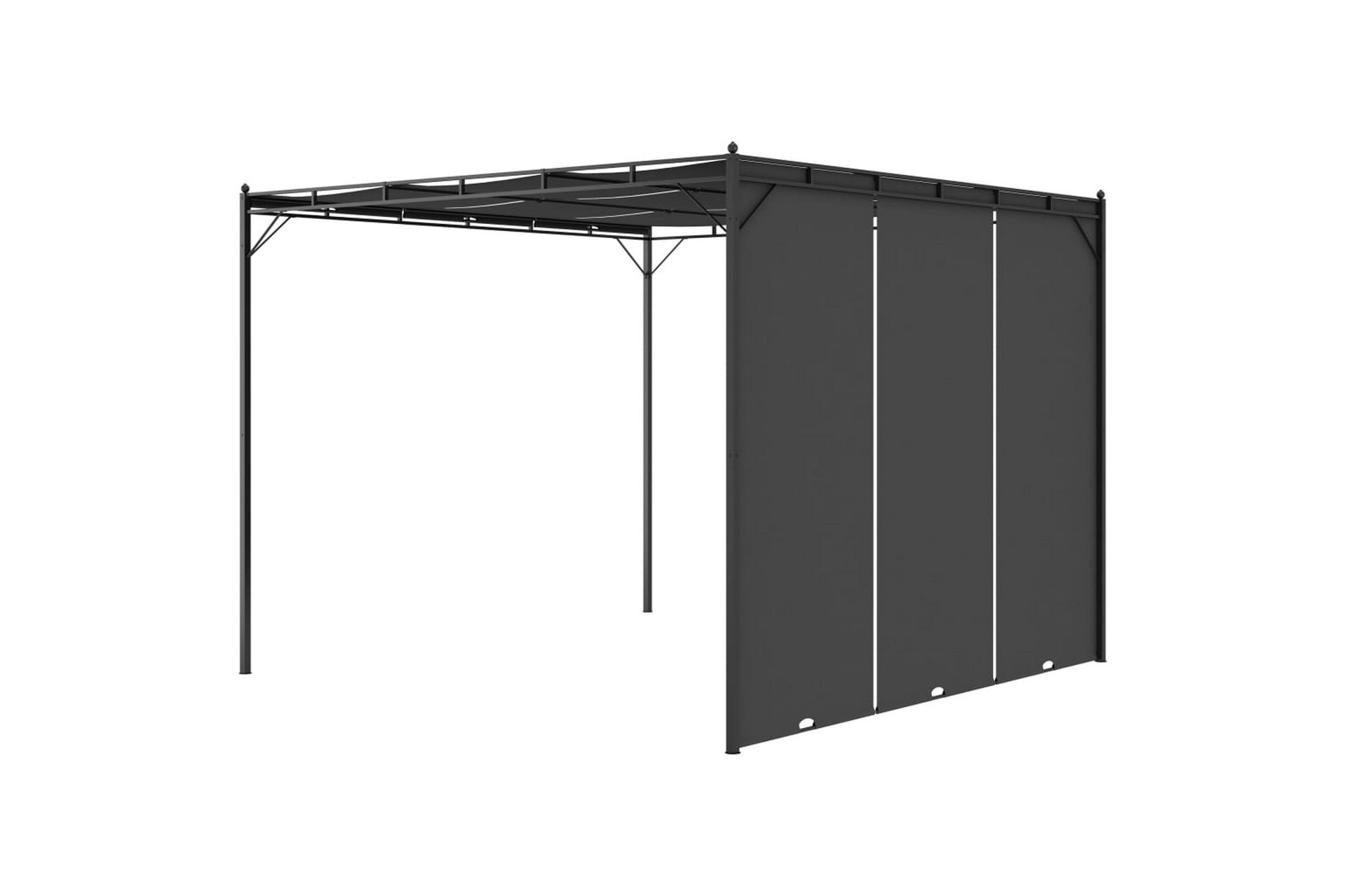 Hagepaviljong med sidegardin 3x3x2,25 m antrasitt - Hagemøbler - Solbeskyttelse - Paviljonger - Komplett paviljong