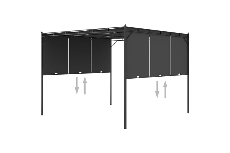 Hagepaviljong med sidegardin 3x3x2,25 m antrasitt - Hagemøbler - Solbeskyttelse - Paviljonger - Komplett paviljong