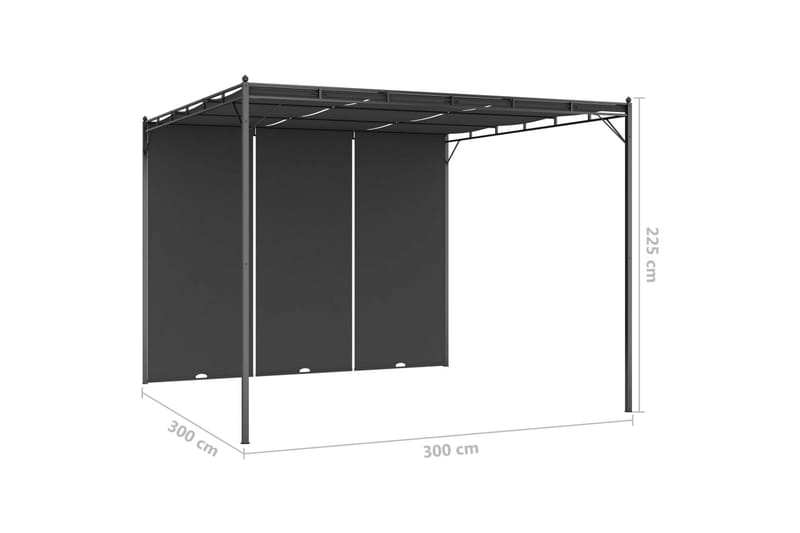 Hagepaviljong med sidegardin 3x3x2,25 m antrasitt - Hagemøbler - Solbeskyttelse - Paviljonger - Komplett paviljong