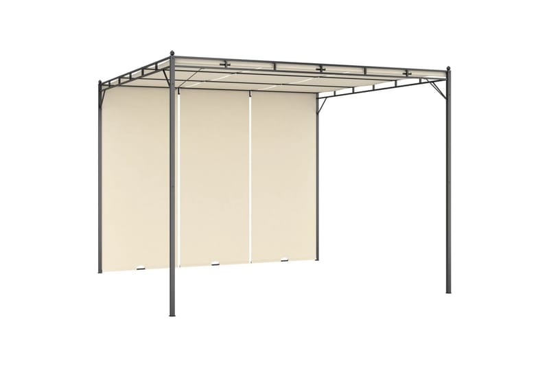 Hagepaviljong med sidegardin 3x3x2,25m kremhvit - Hagemøbler - Solbeskyttelse - Paviljonger - Komplett paviljong