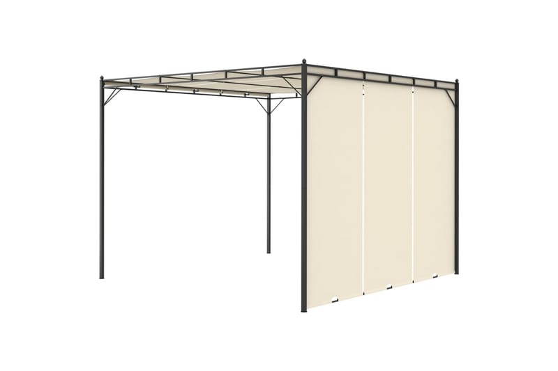 Hagepaviljong med sidegardin 3x3x2,25m kremhvit - Hagemøbler - Solbeskyttelse - Paviljonger - Komplett paviljong