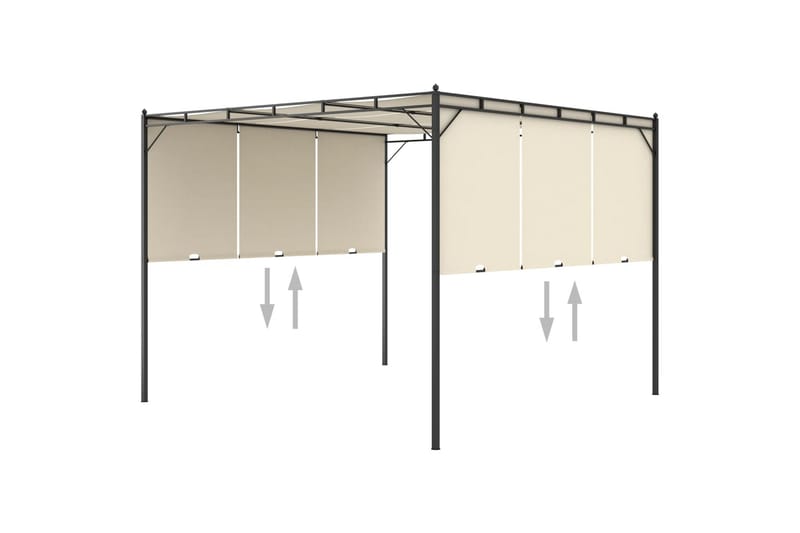 Hagepaviljong med sidegardin 3x3x2,25m kremhvit - Hagemøbler - Solbeskyttelse - Paviljonger - Komplett paviljong