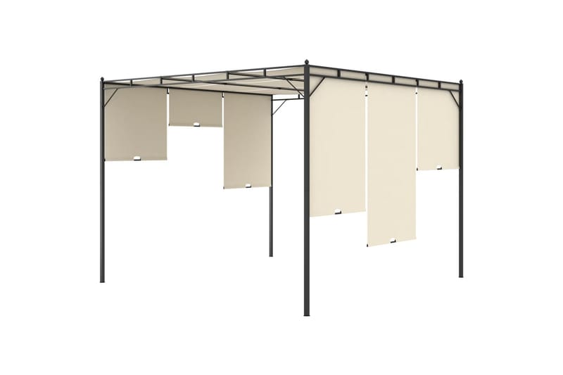 Hagepaviljong med sidegardin 3x3x2,25m kremhvit - Hagemøbler - Solbeskyttelse - Paviljonger - Komplett paviljong