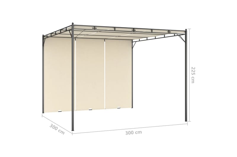 Hagepaviljong med sidegardin 3x3x2,25m kremhvit - Hagemøbler - Solbeskyttelse - Paviljonger - Komplett paviljong
