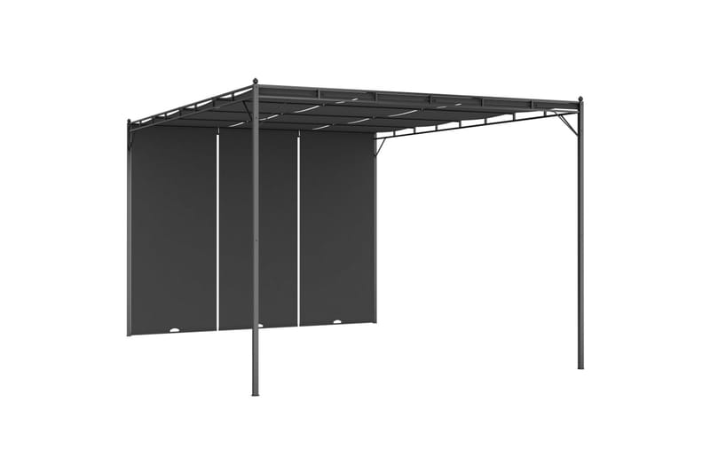 Hagepaviljong med sidegardin 4x3x2,25 m antrasitt - Hagemøbler - Solbeskyttelse - Paviljonger - Komplett paviljong