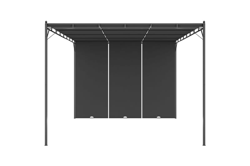 Hagepaviljong med sidegardin 4x3x2,25 m antrasitt - Hagemøbler - Solbeskyttelse - Paviljonger - Komplett paviljong