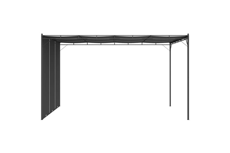 Hagepaviljong med sidegardin 4x3x2,25 m antrasitt - Hagemøbler - Solbeskyttelse - Paviljonger - Komplett paviljong