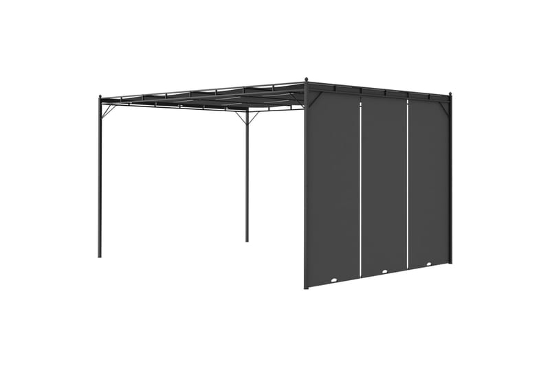 Hagepaviljong med sidegardin 4x3x2,25 m antrasitt - Hagemøbler - Solbeskyttelse - Paviljonger - Komplett paviljong