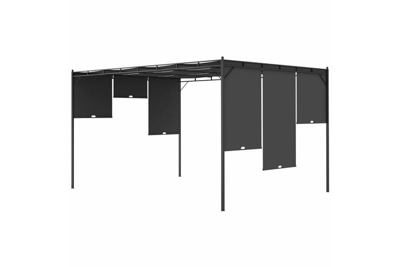 Hagepaviljong med sidegardin 4x3x2,25 m antrasitt - Hagemøbler - Solbeskyttelse - Paviljonger - Komplett paviljong