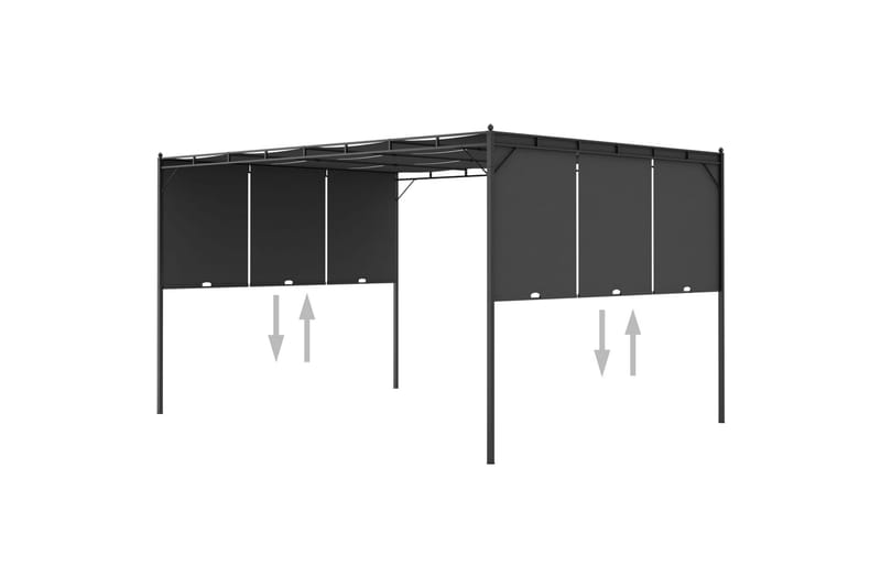 Hagepaviljong med sidegardin 4x3x2,25 m antrasitt - Hagemøbler - Solbeskyttelse - Paviljonger - Komplett paviljong
