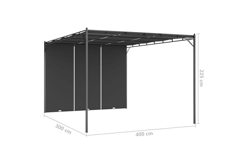 Hagepaviljong med sidegardin 4x3x2,25 m antrasitt - Hagemøbler - Solbeskyttelse - Paviljonger - Komplett paviljong