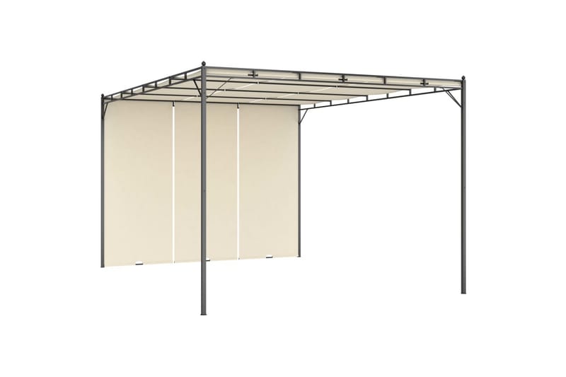 Hagepaviljong med sidegardin 4x3x2,25 m kremhvit - Hagemøbler - Solbeskyttelse - Paviljonger - Komplett paviljong