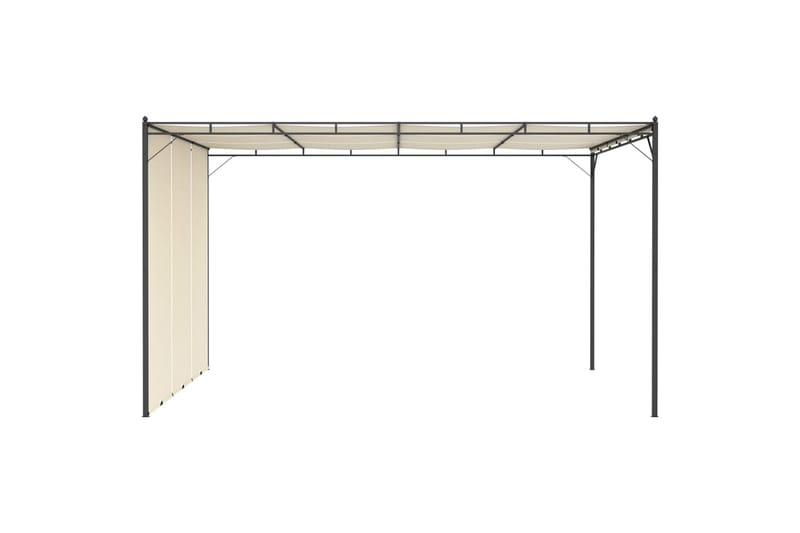 Hagepaviljong med sidegardin 4x3x2,25 m kremhvit - Hagemøbler - Solbeskyttelse - Paviljonger - Komplett paviljong
