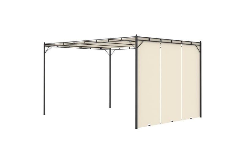 Hagepaviljong med sidegardin 4x3x2,25 m kremhvit - Hagemøbler - Solbeskyttelse - Paviljonger - Komplett paviljong