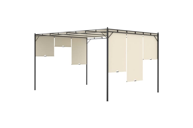 Hagepaviljong med sidegardin 4x3x2,25 m kremhvit - Hagemøbler - Solbeskyttelse - Paviljonger - Komplett paviljong