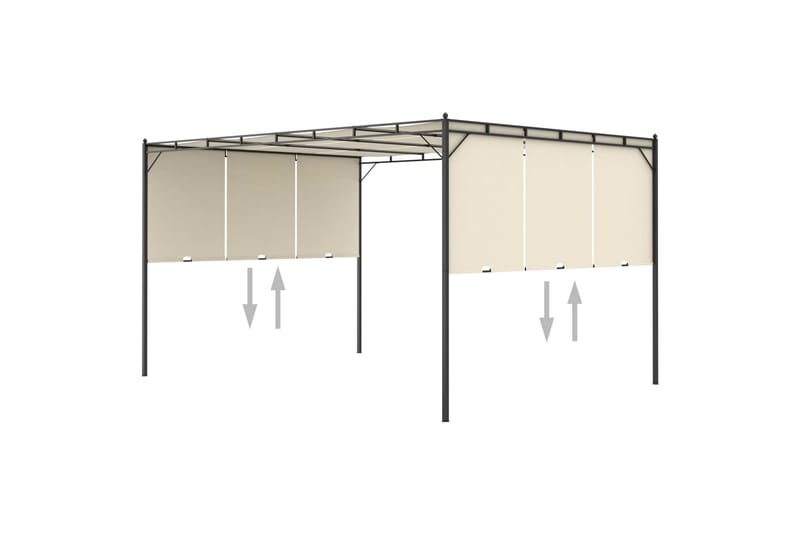 Hagepaviljong med sidegardin 4x3x2,25 m kremhvit - Hagemøbler - Solbeskyttelse - Paviljonger - Komplett paviljong