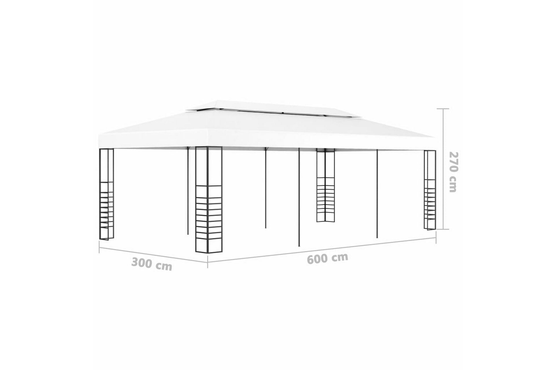 Hagetelt 6x3 m hvit - Hvit - Hagemøbler - Solbeskyttelse - Paviljonger - Komplett paviljong