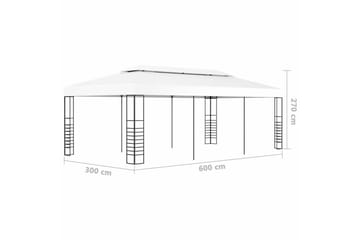 Hagetelt 6x3 m hvit - Hvit - Hagemøbler - Solbeskyttelse - Paviljonger - Komplett paviljong